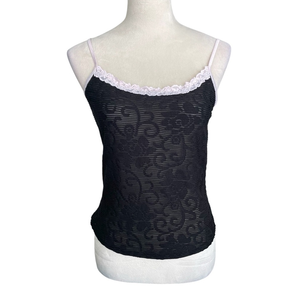 Soft Surroundings Lace Floral Black Sleeveless‎ Top Women Size S Sleepwear